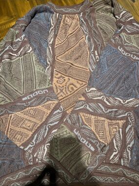 COOGI Multicolor Patchwork Knit Throw in Brown, Tan, Blue, Green